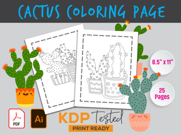 Cactus Coloring Page KDP Interior: A Creative and Relaxing Activity for Kids