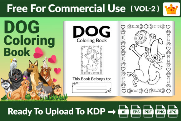 Explore Creative Design with Dogs Coloring Page KDP Interior Vol 2