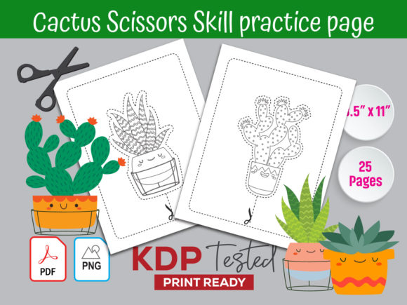 Mastering Early Skills with Cactus Scissors Skill Practice Page