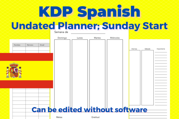 Organiza tu Vida con el KDP Spanish Undated Planner Sunday Start