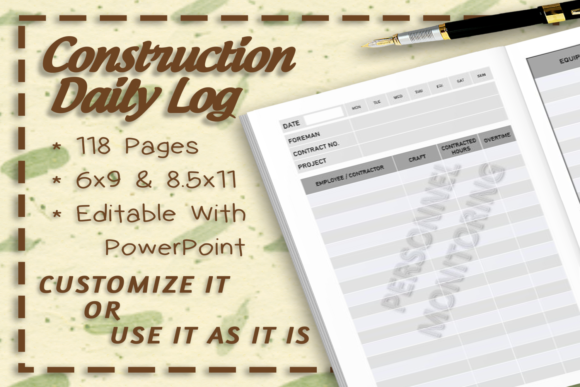 Streamline Your Construction Project Management with the Construction Log Interior 118 Pages