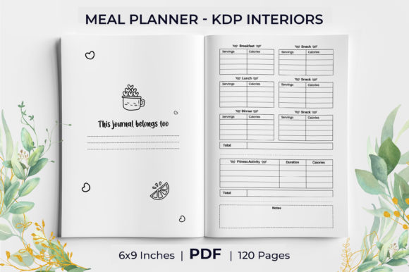 Streamline Your Meal Planning with the Undated Daily Meal Planner KDP Interior